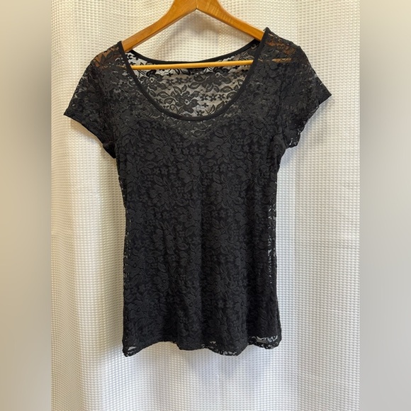 Guess Tops - Guess Black Lace Short Sleeve Top